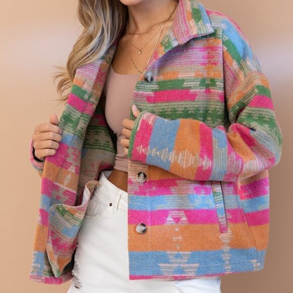 THE TOPSANNAH LADIES AZTEC PRINT JACKET - Picture 5 of 12